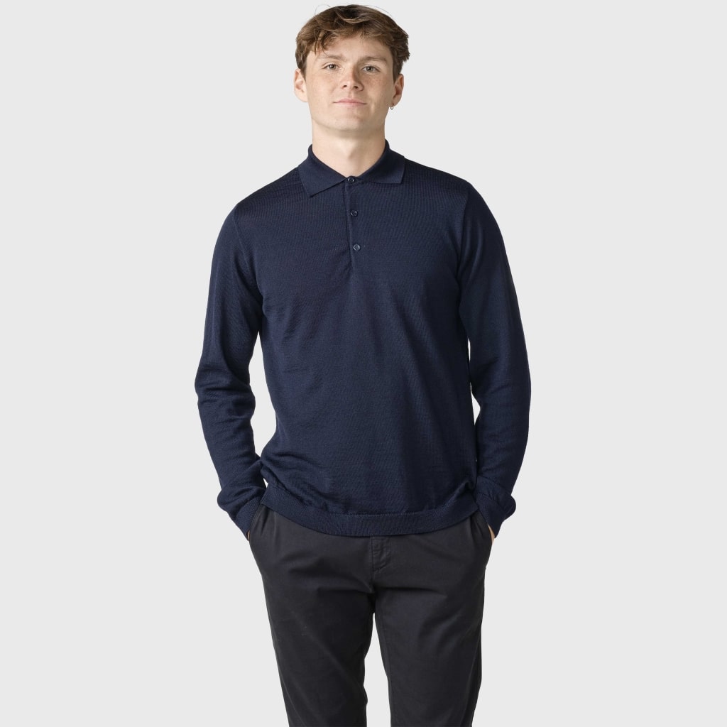 Klitmøller M LS Knit Polo Navy