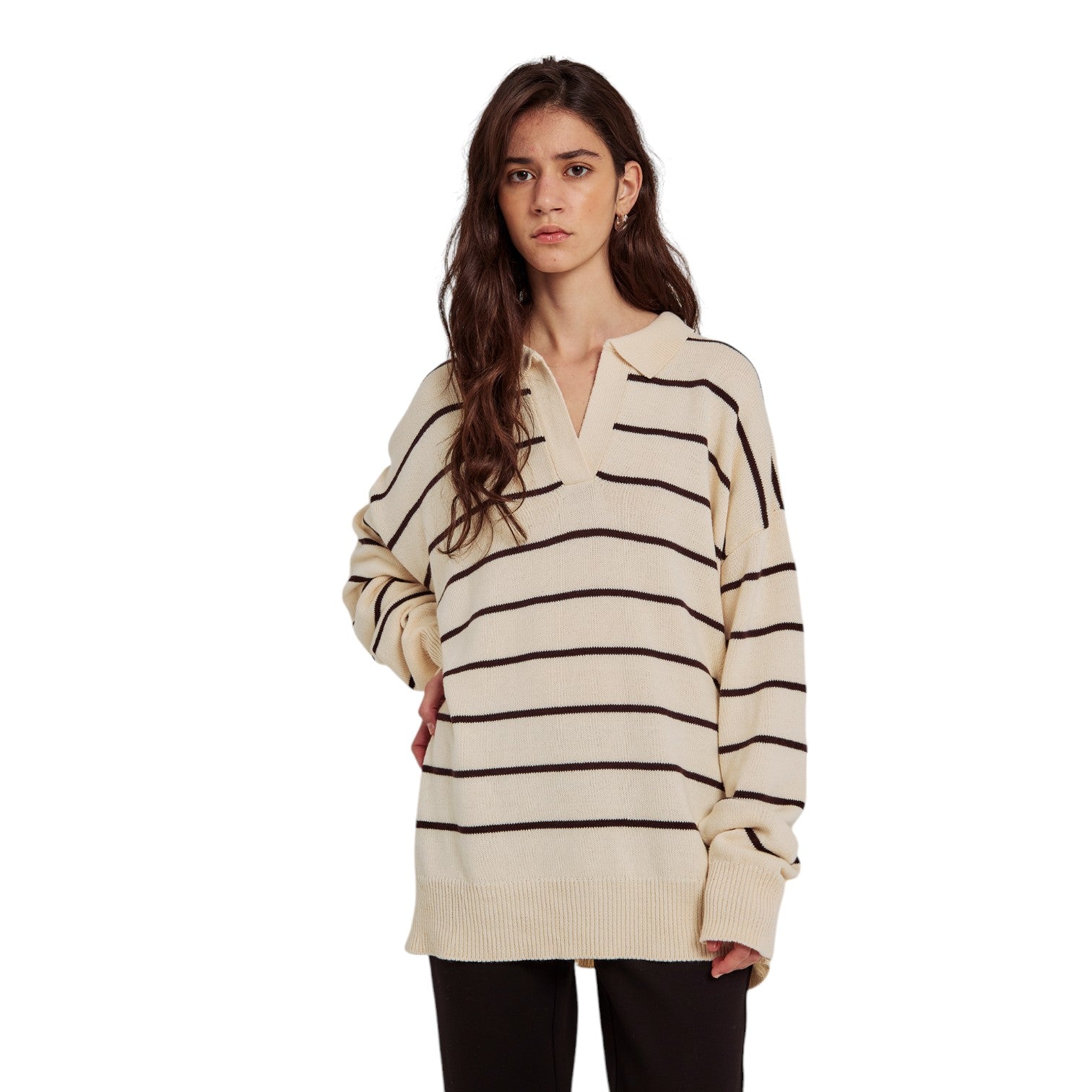 Norr Canto Knit Top Brown Stripe