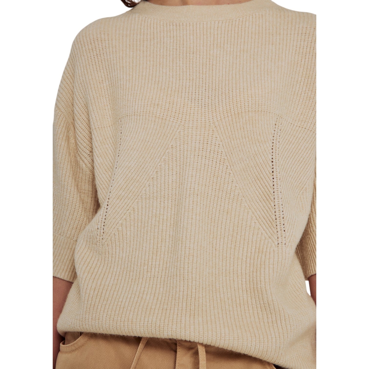 Norr Lindsay Knit Tee Ivory Melange