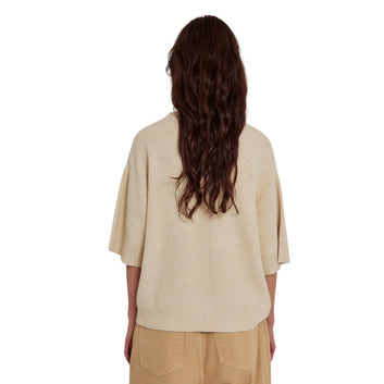 Norr Lindsay Knit Tee Ivory Melange