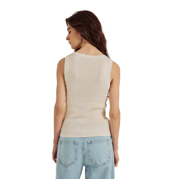 Norr Sherry Detail Knit Tank Ivory Melange