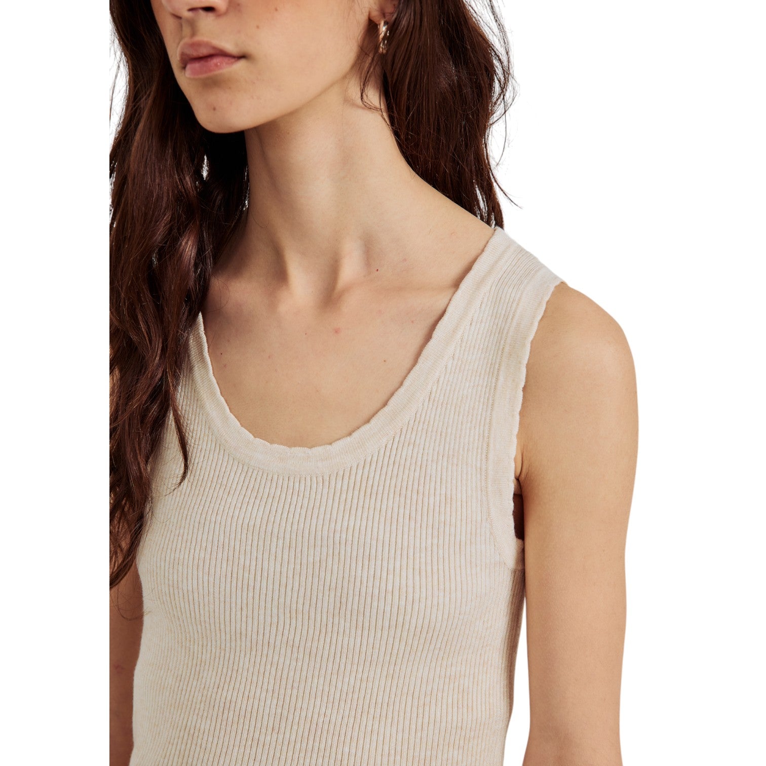 Norr Sherry Detail Knit Tank Ivory Melange