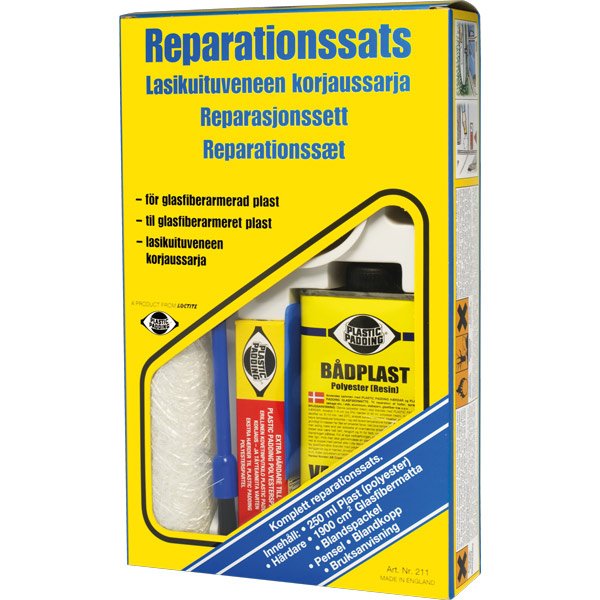 Plastic Padding reparationssæt glasfiber, 4 dele