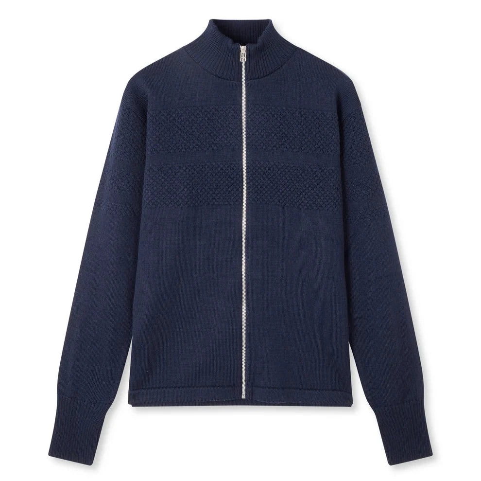 Mads Nørgaard M Wool Klemens Zip Knit Sky Captain