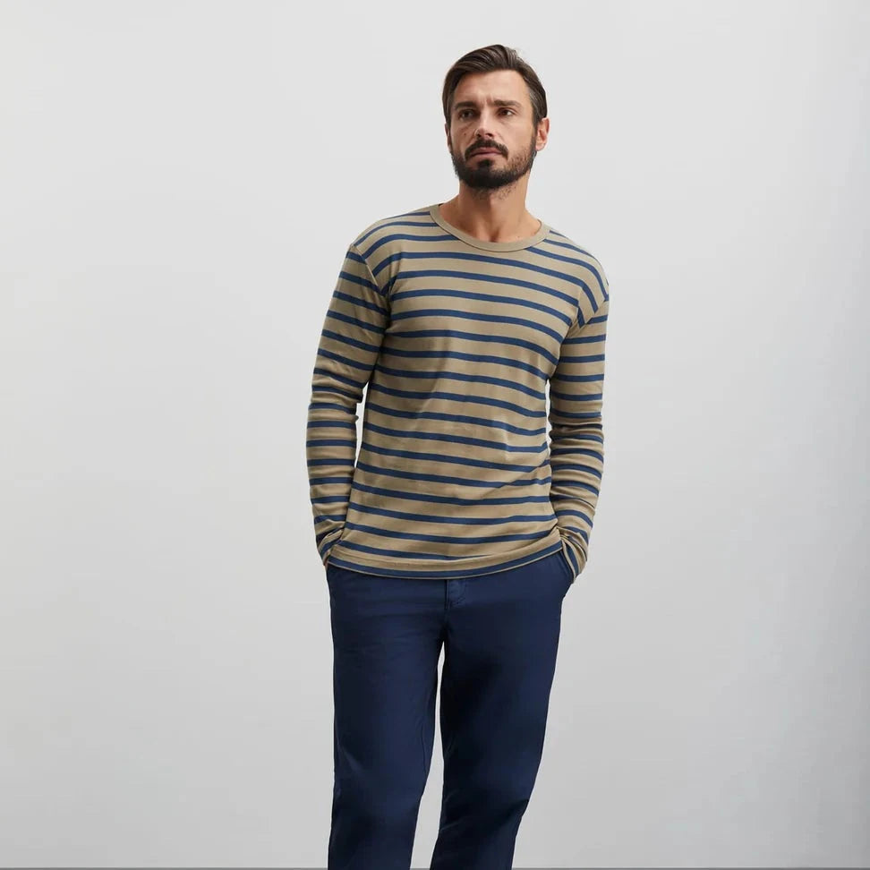 Mads Nørgaard M Trio Rib Tobias Tee Silver Sage Midn Navy