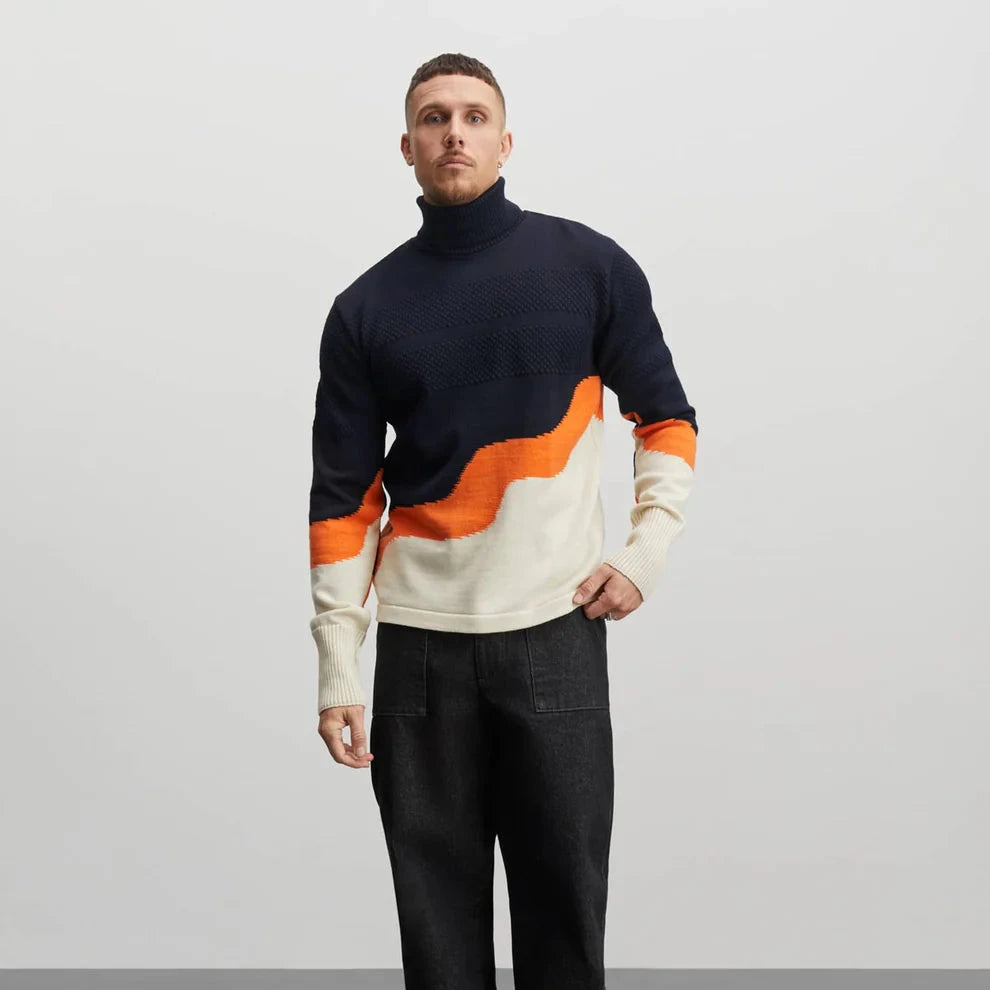 Mads Nørgaard M Wool Klemens 3 Colour Knit