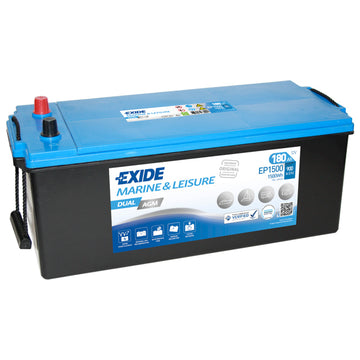 Exide Dual AGM batteri m/poler i samme side, 180 Amp