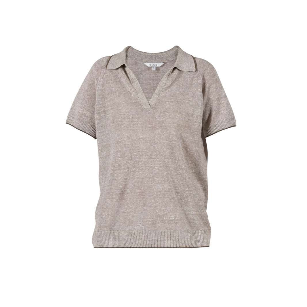 Blue Sportswear Ellis Ss Linen Polo Knit Chalk/Melange