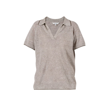 Blue Sportswear Ellis Ss Linen Polo Knit Chalk/Melange