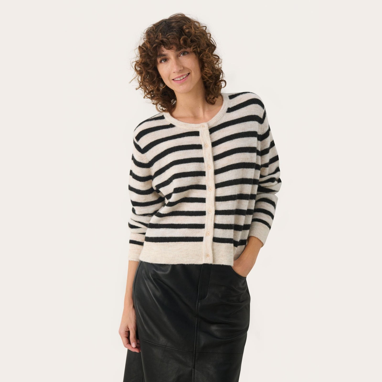 Part Two W LinikaPW Cardigan Black Stripe