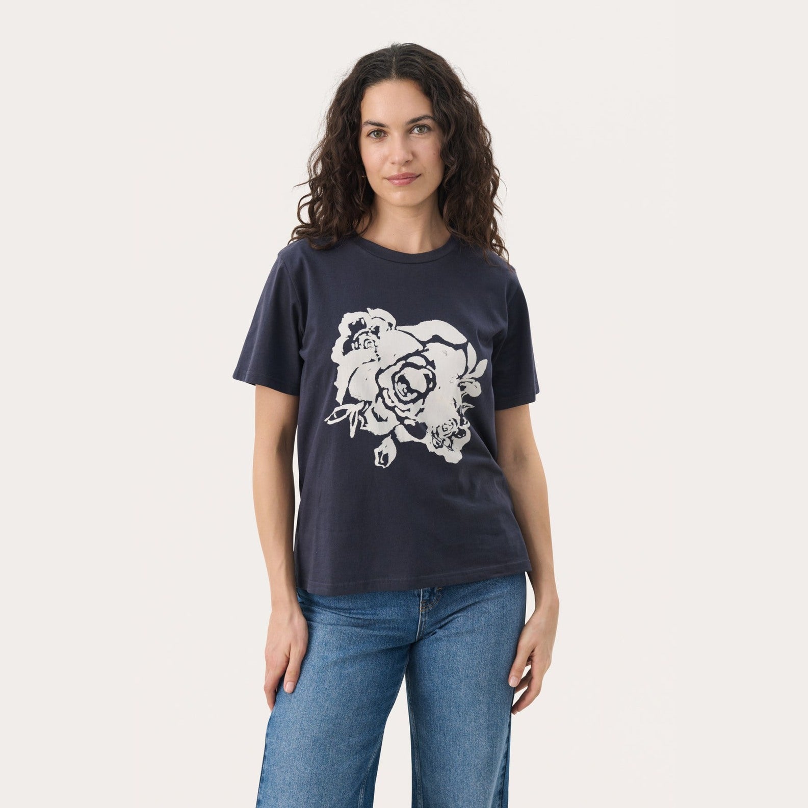 Part Two NahidPW TS T-shirt Navy Rose Print