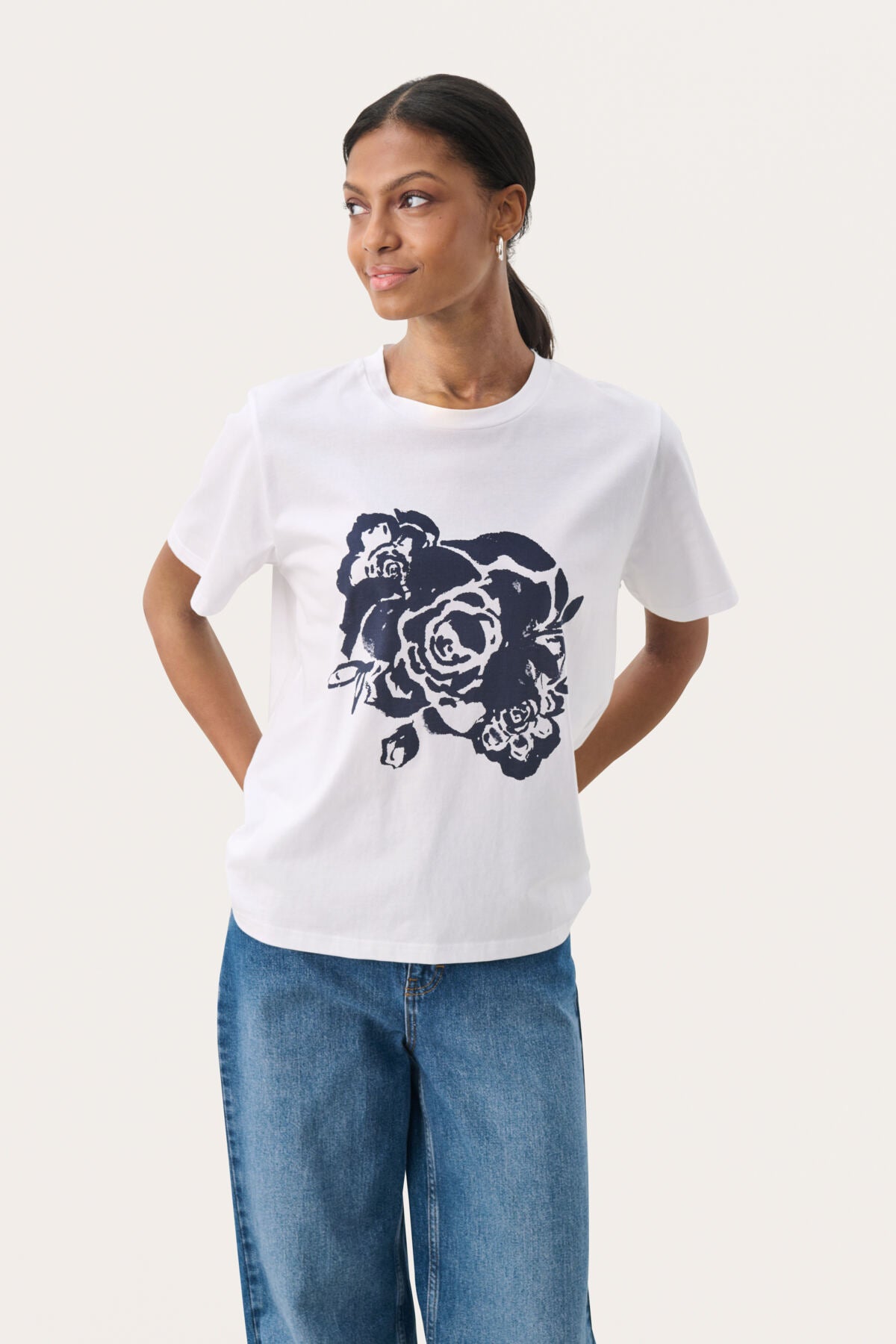 Part Two NahidPW TS T-shirt Bright White Rose Print