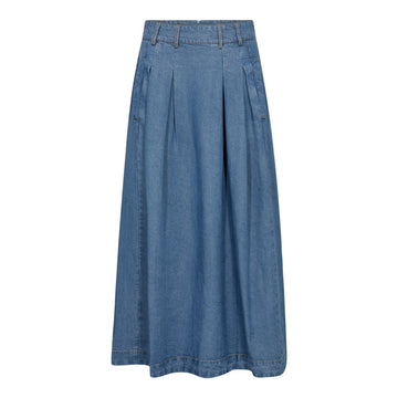 Co'couture W Anya Denim Pleat Skirt Denim Blue