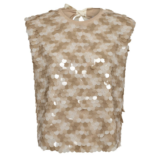 Co'Couture W Maxi Sequin Bow Top Champagne