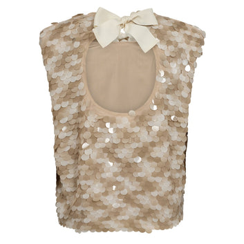 Co'Couture W Maxi Sequin Bow Top Champagne