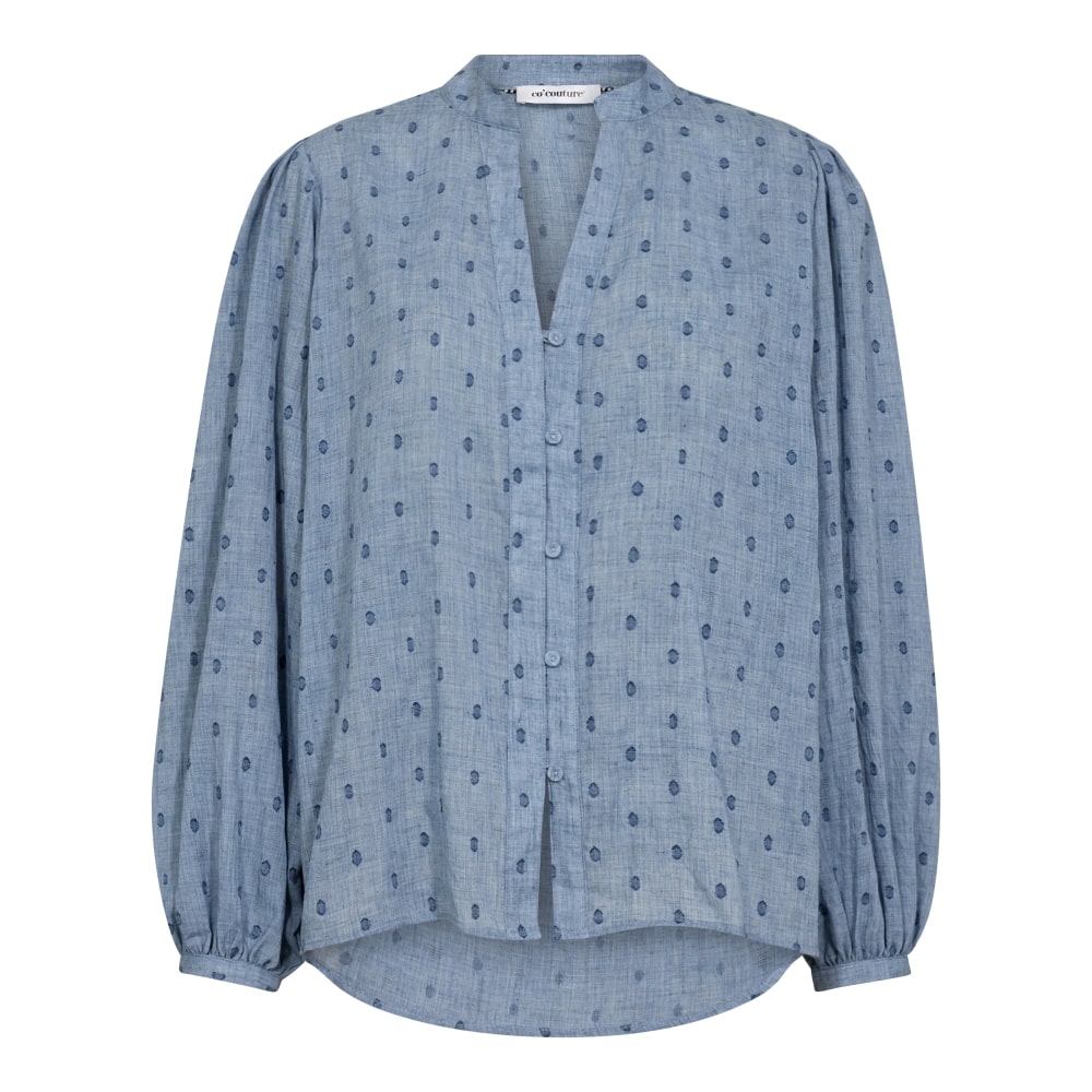 Co'couture W Dottie V-Shirt Dusty Blue