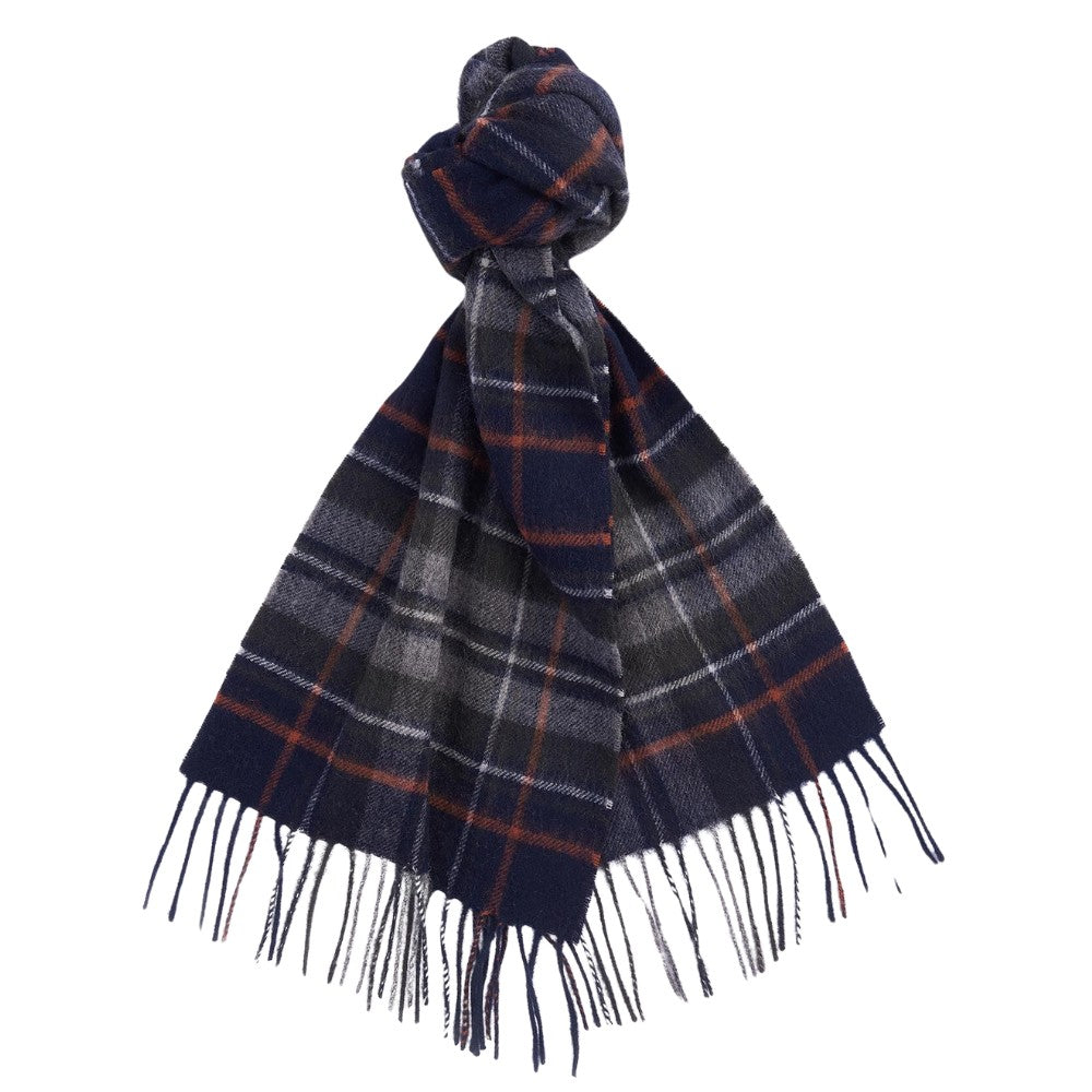 Barbour U New Check Tartan Scarf Navy Dark Ginger