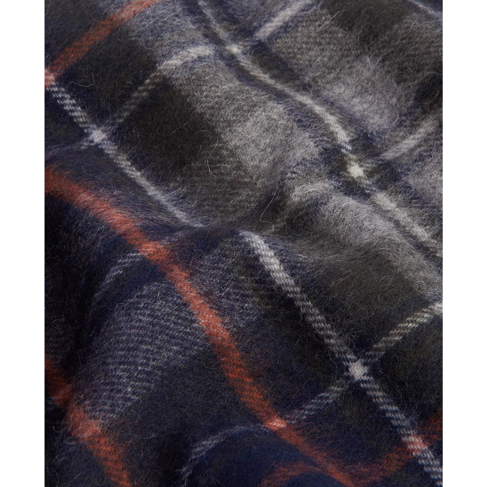 Barbour U New Check Tartan Scarf Navy Dark Ginger