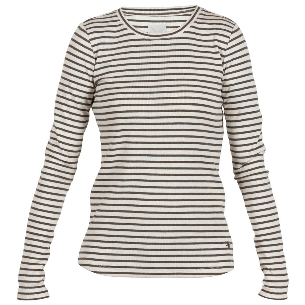 Blue Sportswear W Ditte Striped Rib Tee Dusty Brown Ecru