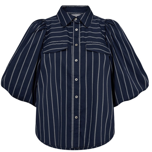 Co'couture W Sebi Stripe Puff Shirt Navy
