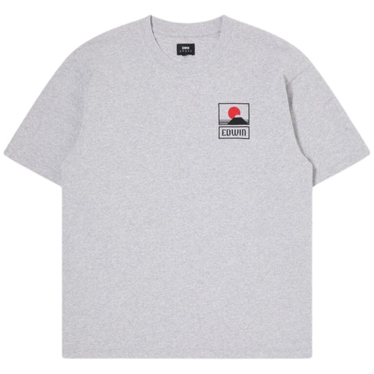 EDWIN U Sunset On Mount Fuji T-Shirt Grey Marl