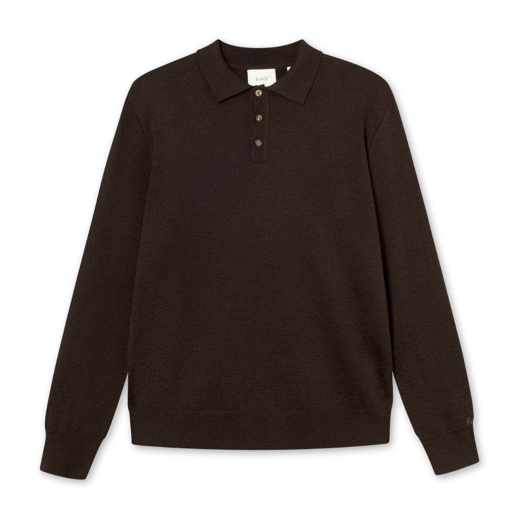 Forét M Base Merino Polo Knit Cold Brown