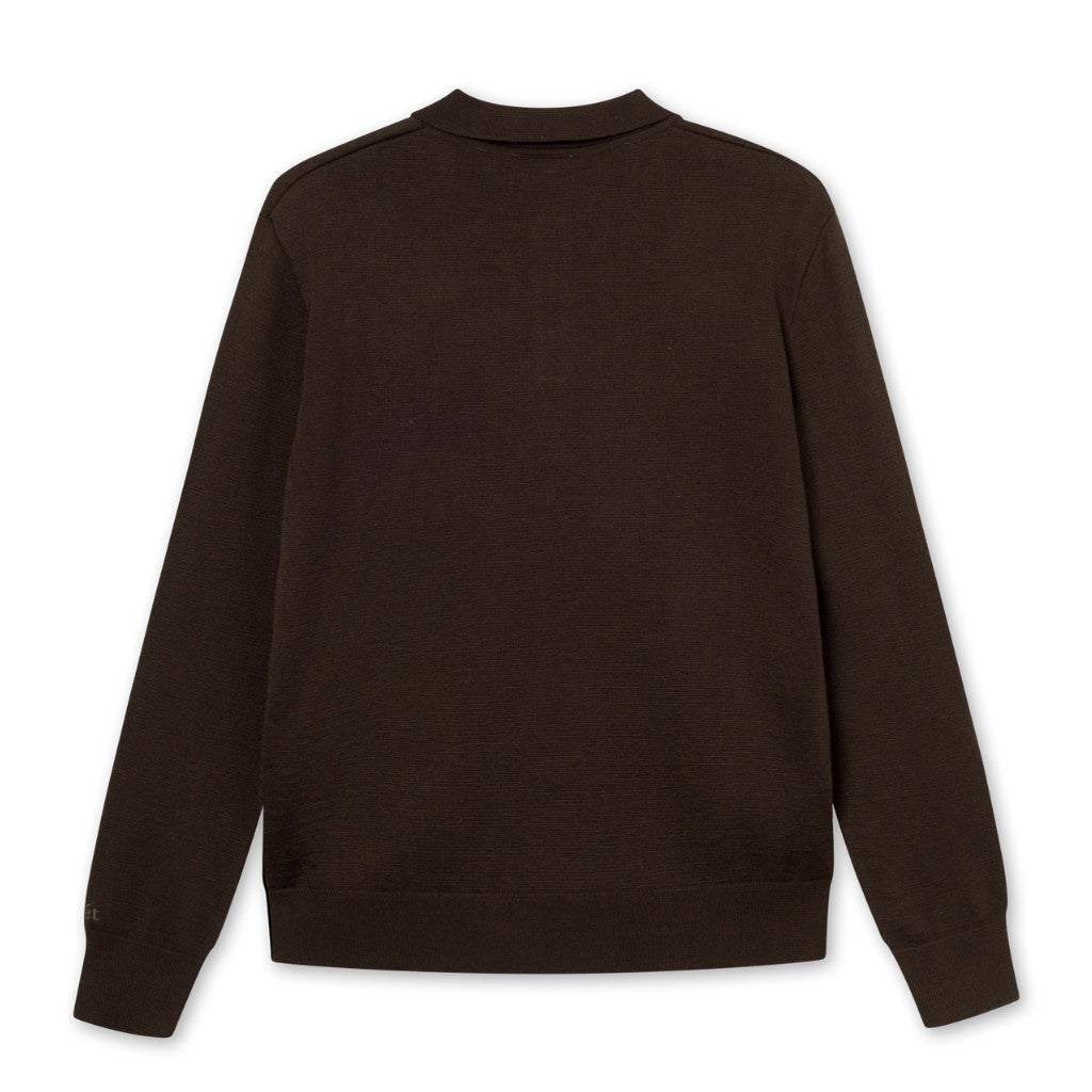 Forét M Base Merino Polo Knit Cold Brown