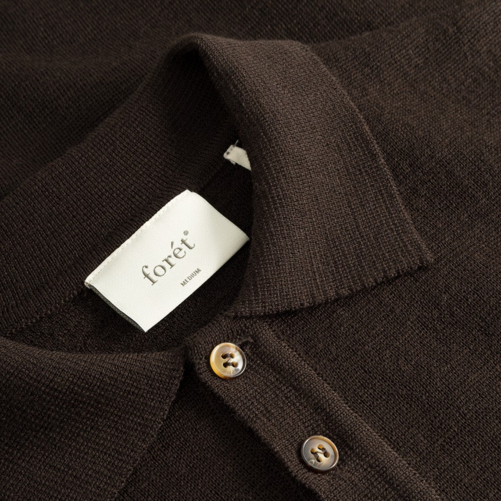 Forét M Base Merino Polo Knit Cold Brown