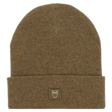 Knowledge Cotton Apparel M Double Layer Wool Beanie Dark Olive