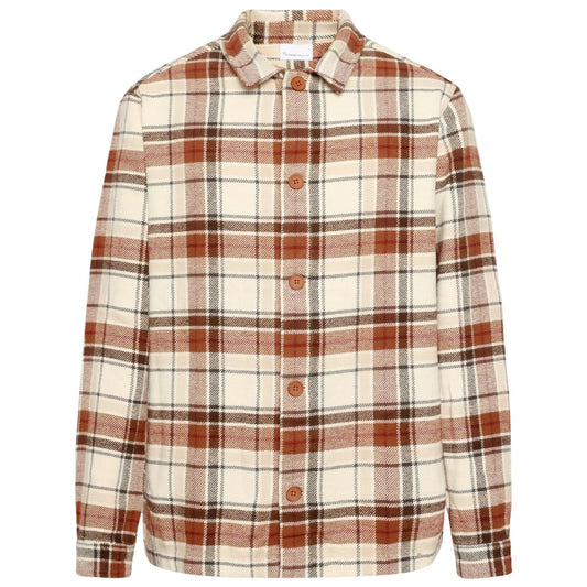 Knowledge Cotton Apparel M Big Checked Heavy Flannel Overshirt Beige Check