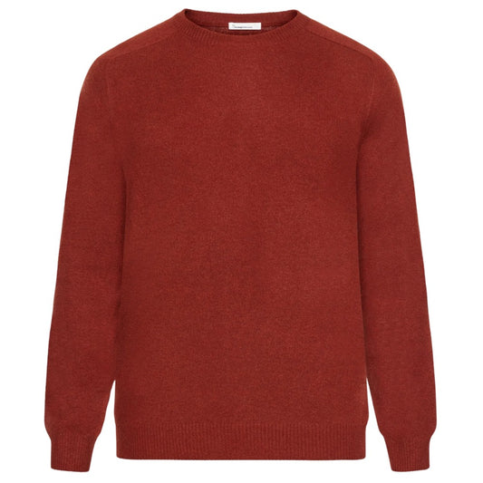 Knowledge Cotton Apparel M O-Neck Wool Knit Fired Brick