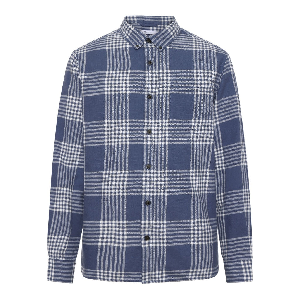 Knowledge Cotton Apparel M Reg Fit Shirt Blue Check