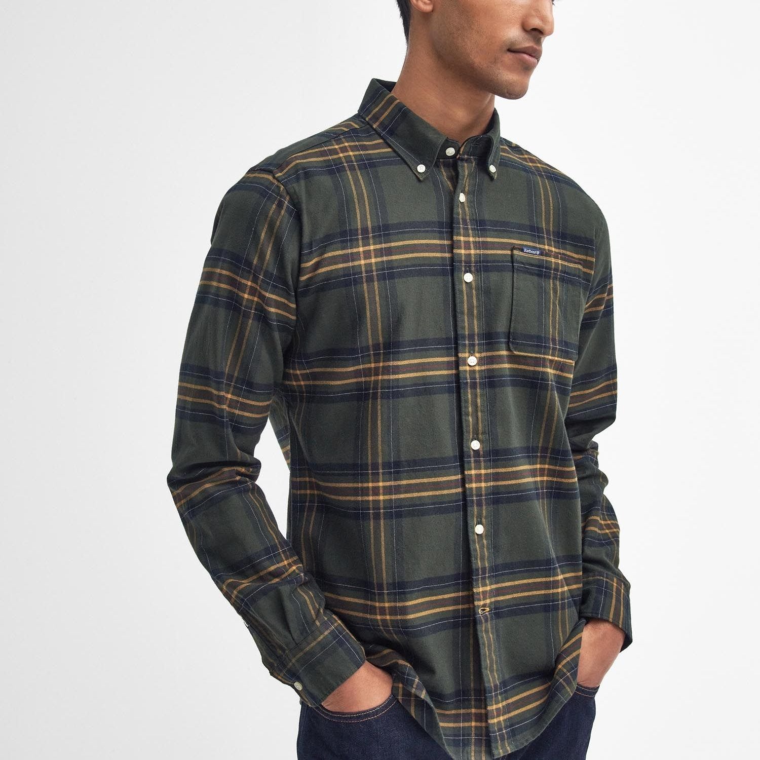 Barbour M Portdown Tailored Checked Shirt Olive