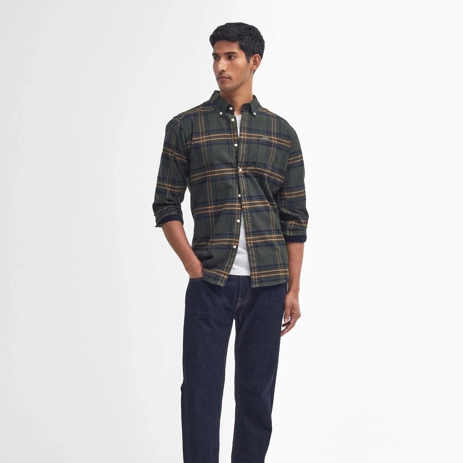 Barbour M Portdown Tailored Checked Shirt Olive