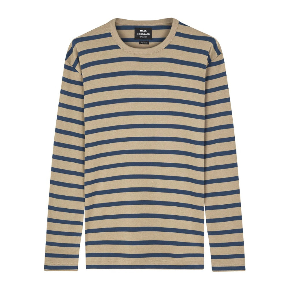 Mads Nørgaard M Trio Rib Tobias Tee Silver Sage Midn Navy