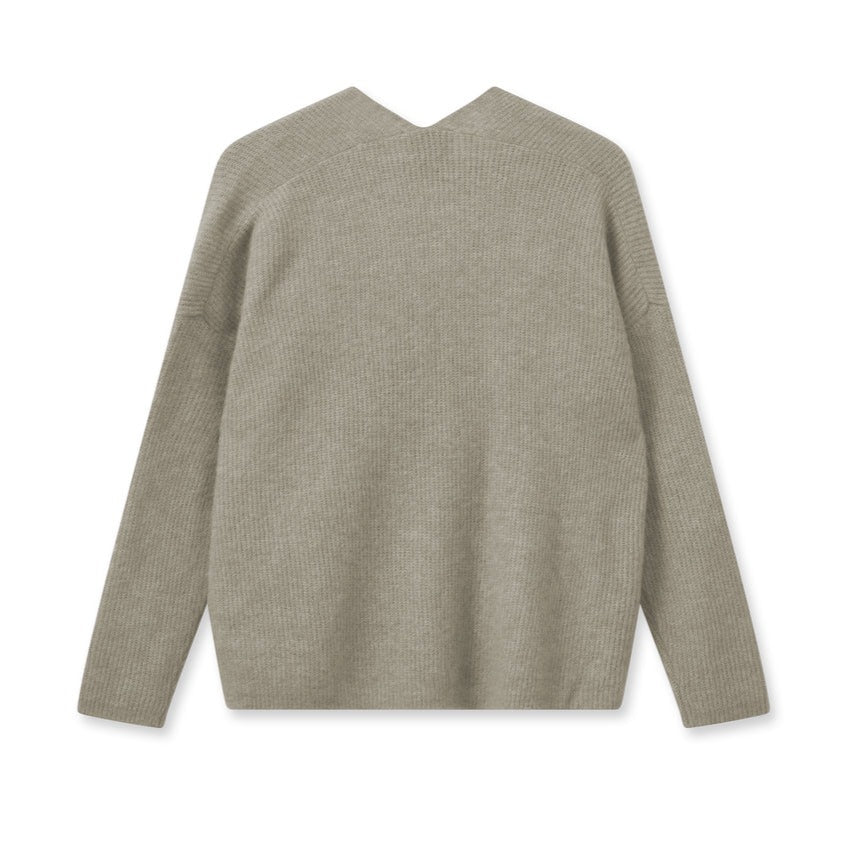 Mos Mosh W Thora V-Neck Knit Feather Gray