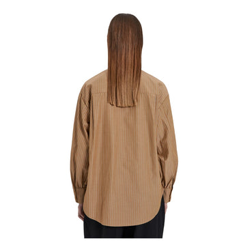 Norr W Travis Oversized Shirt Khaki Stripe