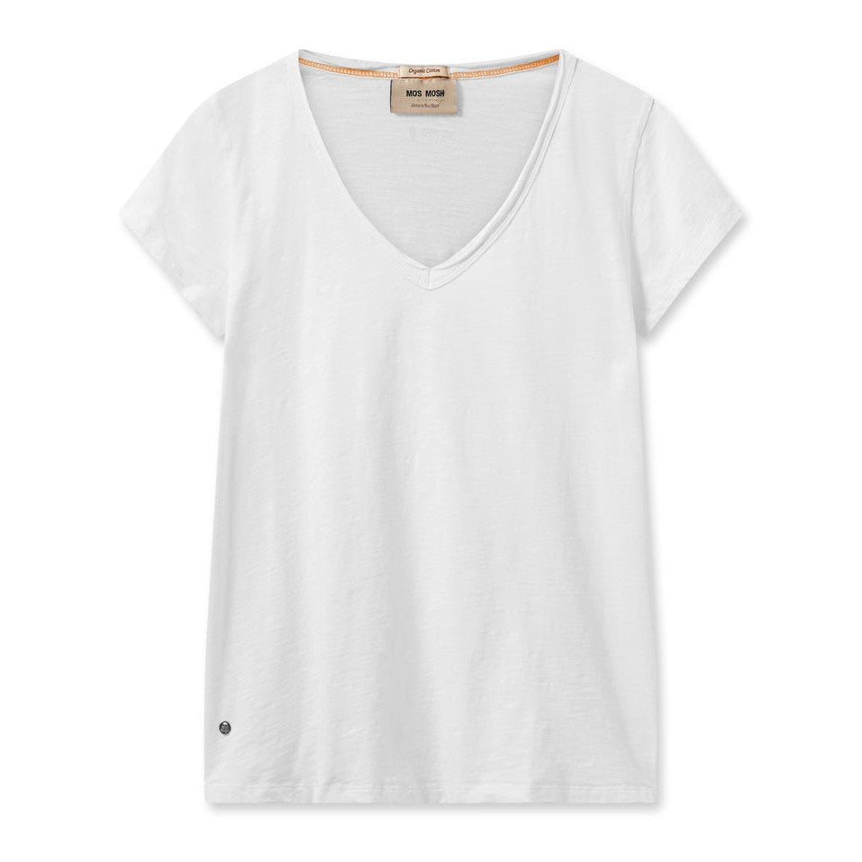 Mos Mosh Tulli V-Ss Basic T-Shirt White