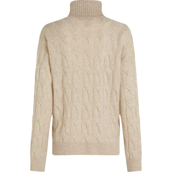 Tommy Hilfiger W Soft Wool Cable Roll NK Sweater Classic Beige Heather