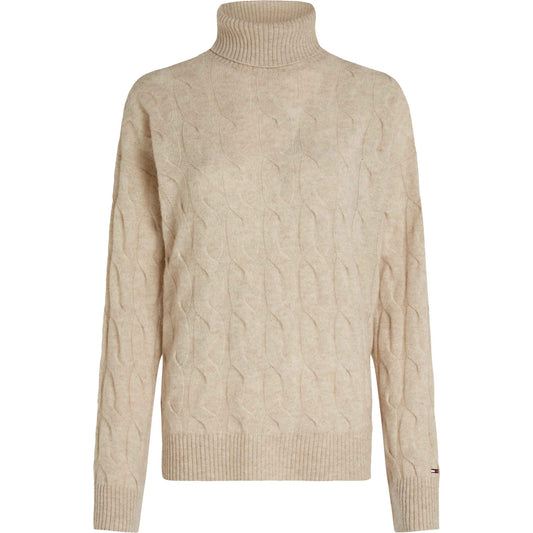 Tommy Hilfiger W Soft Wool Cable Roll NK Sweater Classic Beige Heather