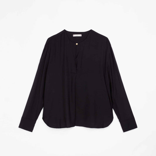 Tommy Hilfiger W Fluid Viscose V- Neck Relaxed Blouse Black