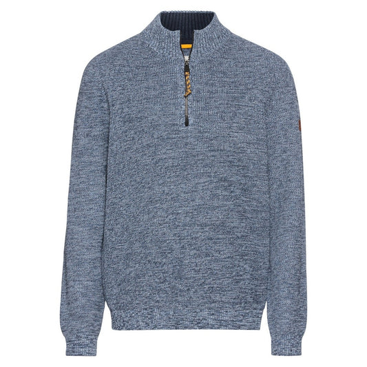 Camel Active M Knitted Trøje Kort Lynlås Denim Blue