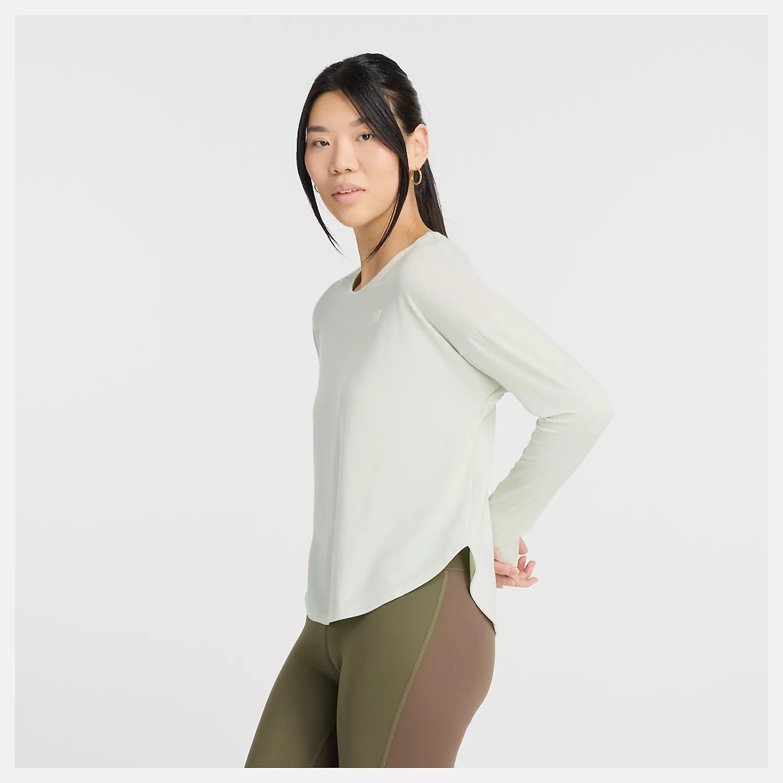 New Balance W Drapey Long Sleeve T-Shirt Natural Mint